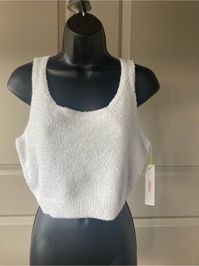 White Terry Crop Tank Top